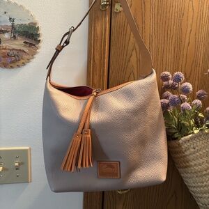 DOONEY & BOURKE TAUPE PEBBLE GRAIN LEATHER PAIGE SAC